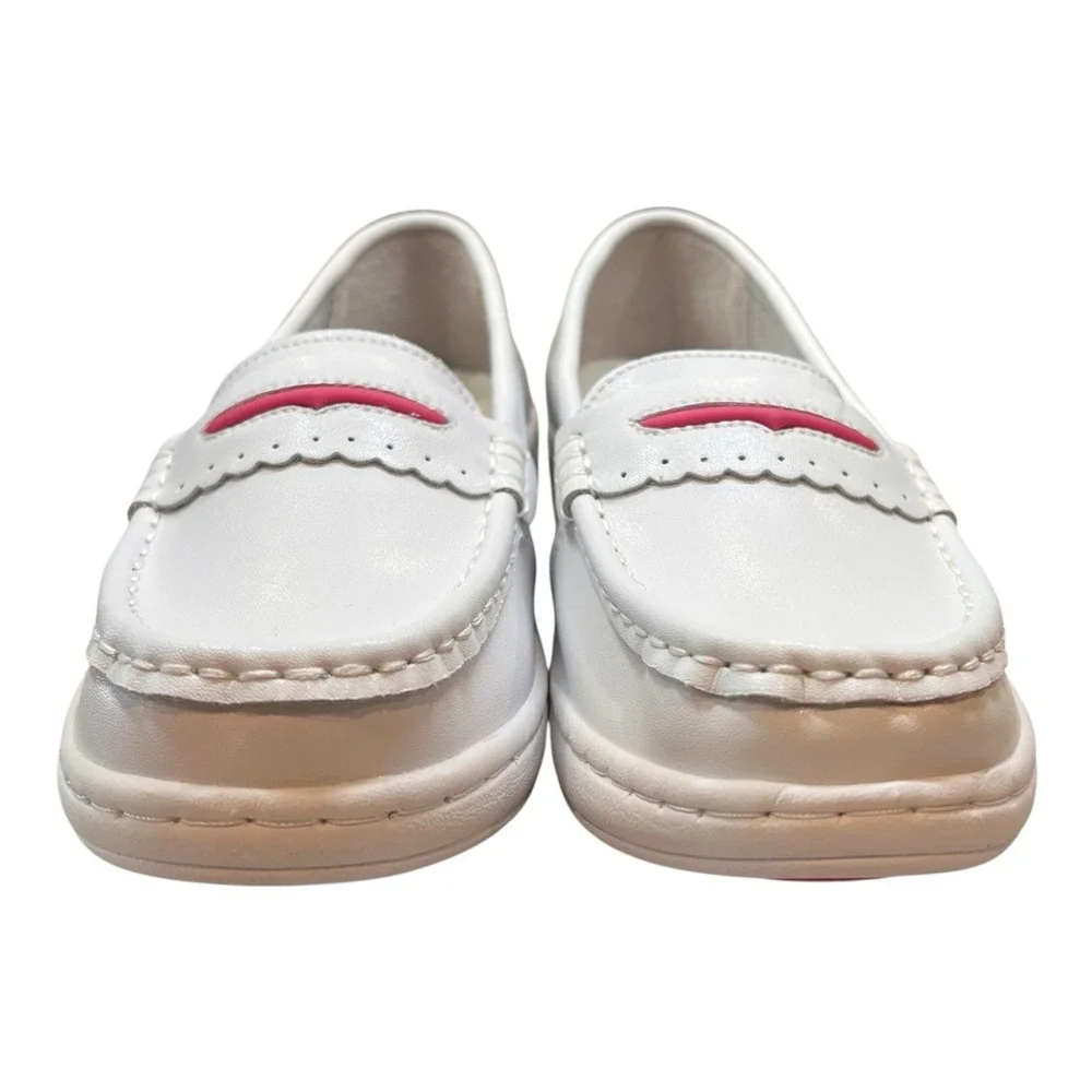 MaxMuxun White Pink Flat Anti-Skid Breathable Medical Nurse Shoes Women's Size 8
